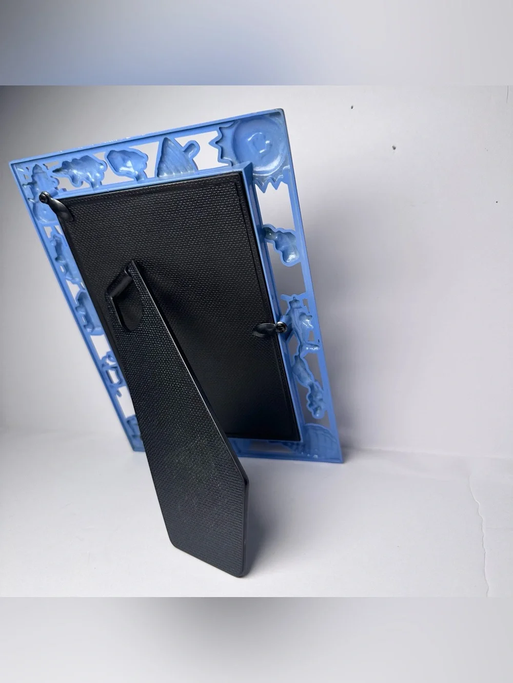 Vintage RARE Baby Photo Frame 4x6 3D Embossed Toys Nursery Room Keepsake Blue